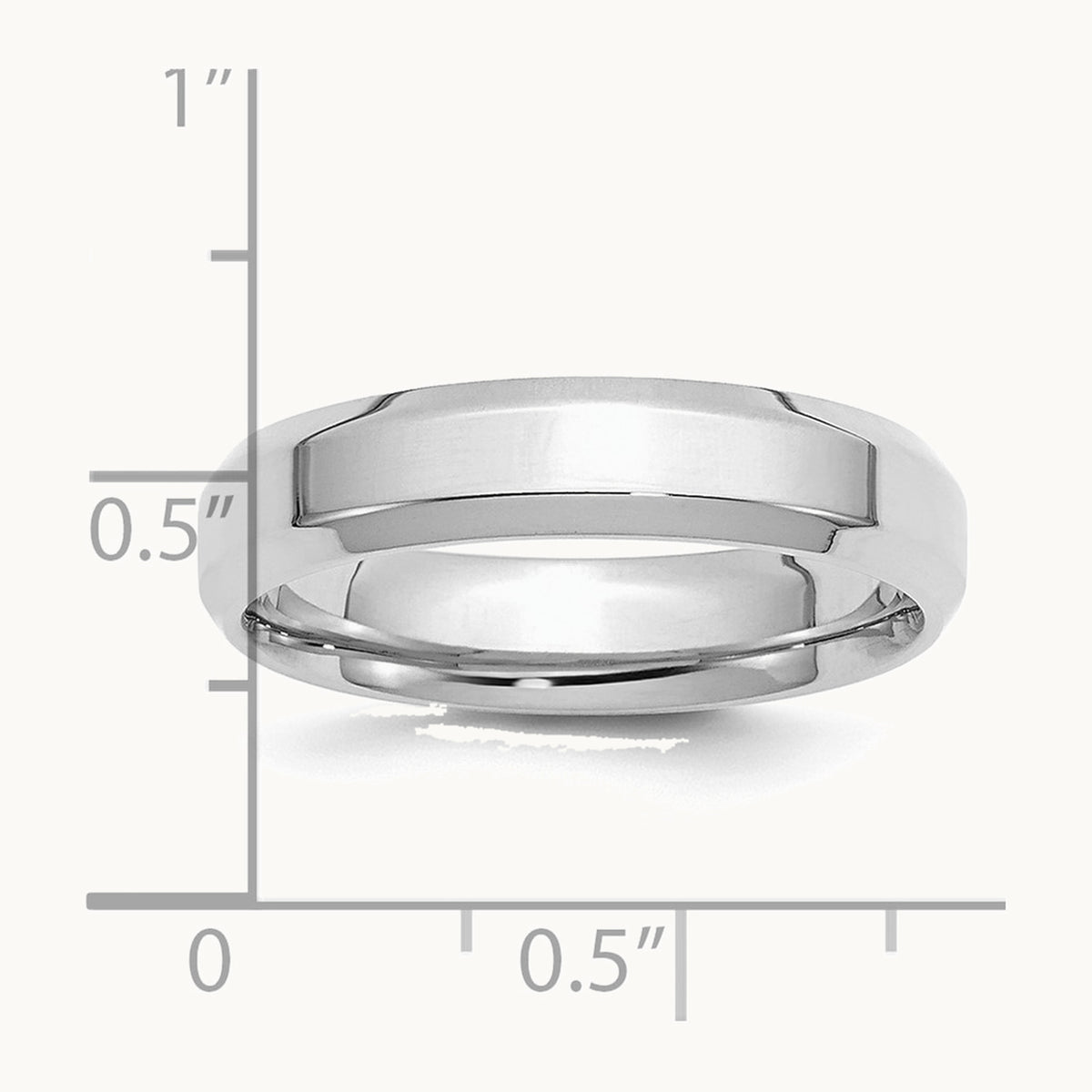 Sterling Silver Rhodium-plated 5mm Bevel Edge Band