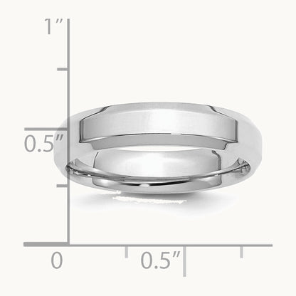Sterling Silver Rhodium-plated 5mm Bevel Edge Band