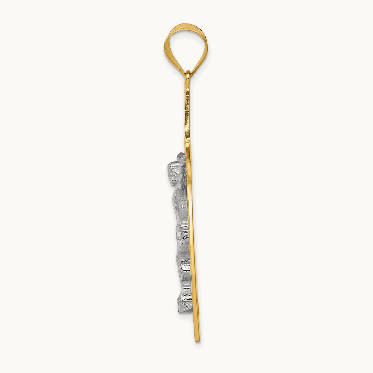 Diamond-cut Crucifix Pendant, 14K Two-tone