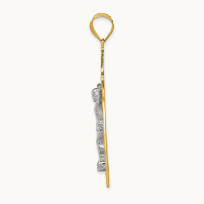 Diamond-cut Crucifix Pendant, 14K Two-tone