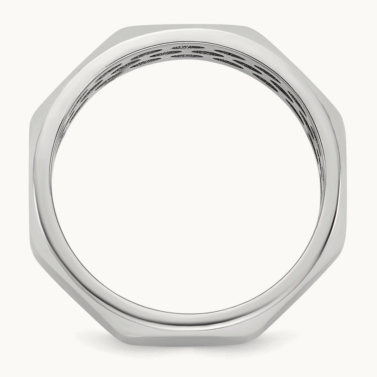 IB Goodman Men's Satin Octagonal Ring, 7.7mm, 14K Gold — 14K White Gold