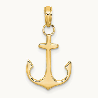 Anchor Pendant — 14K Yellow Gold