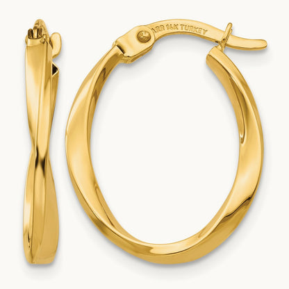 Polished Twisted Oval Hoop Earrings — photo set