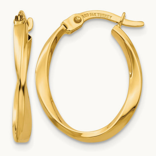 Polished Twisted Oval Hoop Earrings — photo set