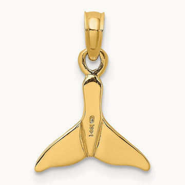 Polished Small Whale Tail Charm, 14K
