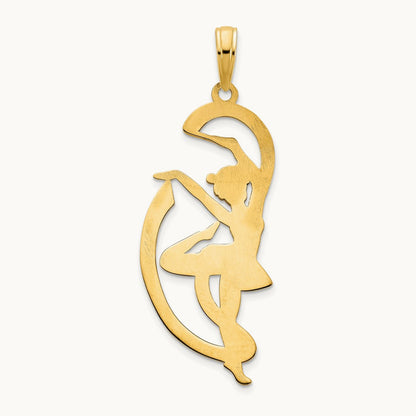 Gymnast w/ Ribbon Pendant, 14K