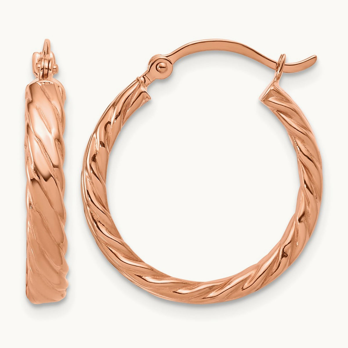 Small Patterned Hoop Earrings — 14K Rose Gold