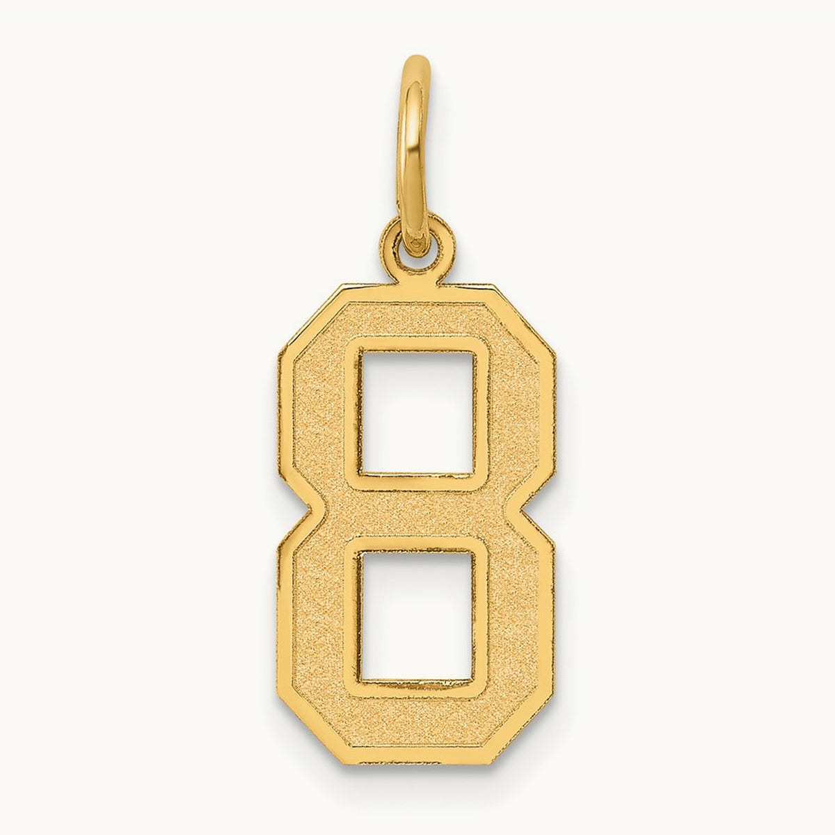 Medium Satin Number 8 Charm — 14K Yellow Gold