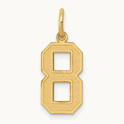 Medium Satin Number 8 Charm — 14K Yellow Gold