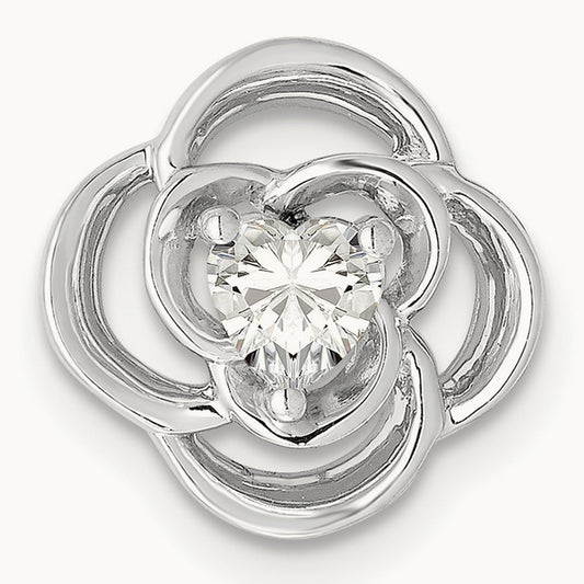 Flower Chain Slide, 0.25 ct tw Lab-Grown Diamond — 14K White Gold