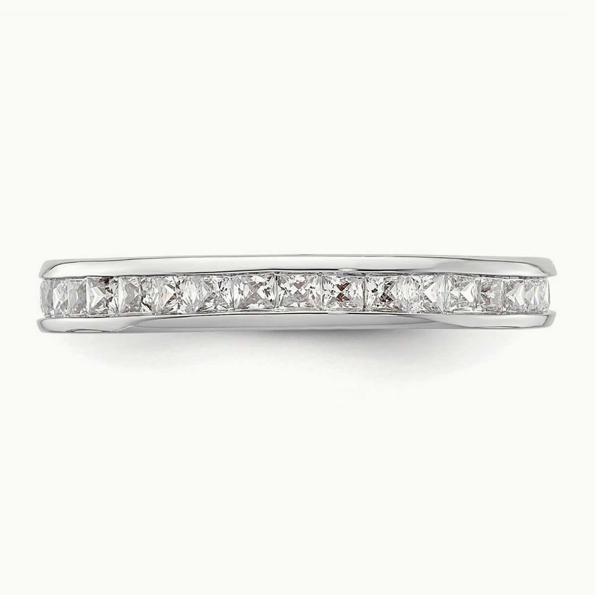 Polished Princess Channel Set Diamond Eternity Band, 1.00 ct tw, 14K Gold — 14K White Gold
