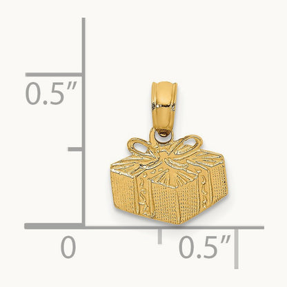 Wrapped Gift Box Charm, 14K