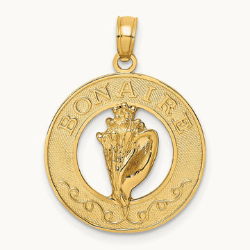 BONAIRE Circle w/ Conch Shell Charm, 14K