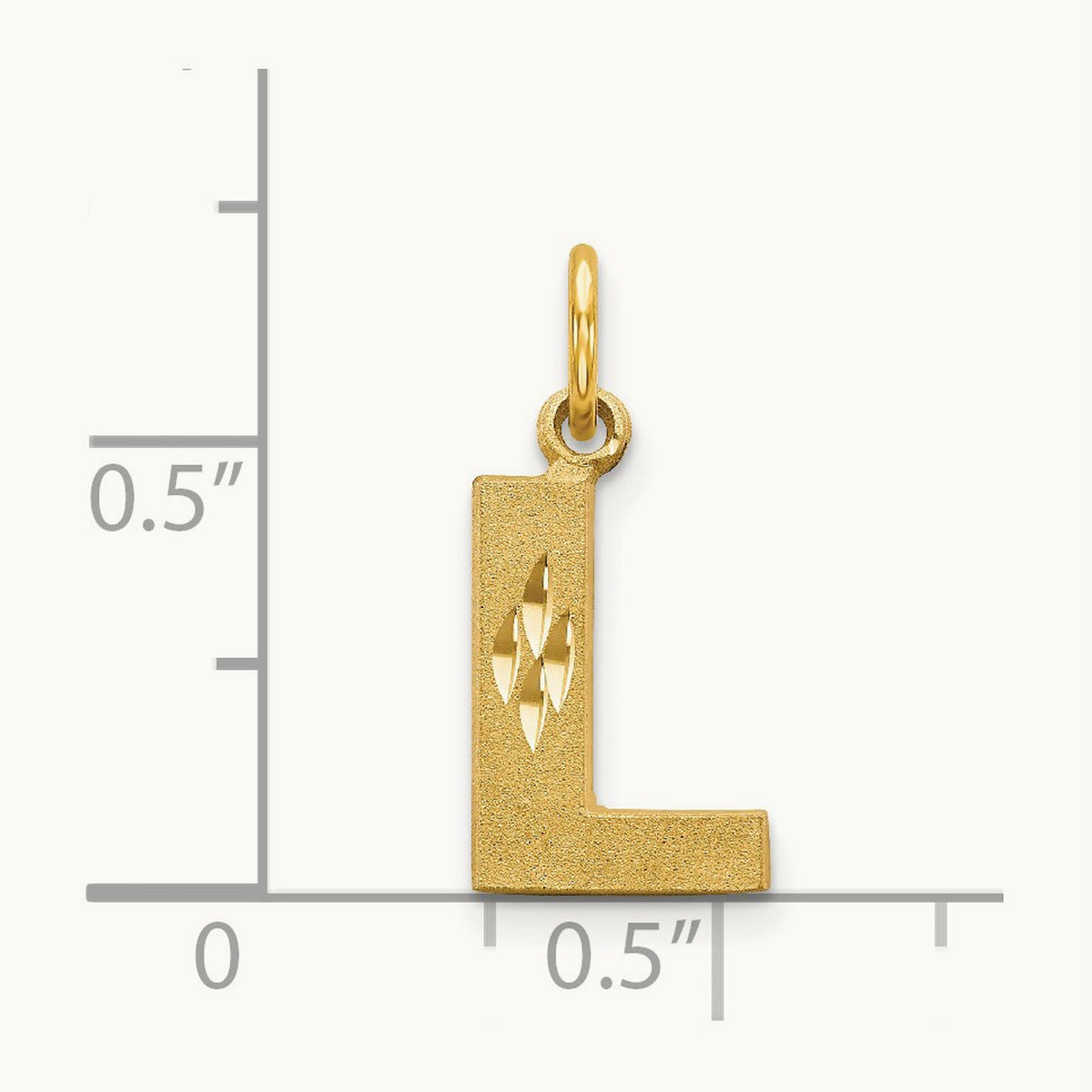 Satin Diamond-cut Initial Charm — 14K Yellow Gold, L