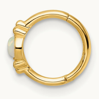 18 Gauge Created Opal Cartilage Ring, 14K