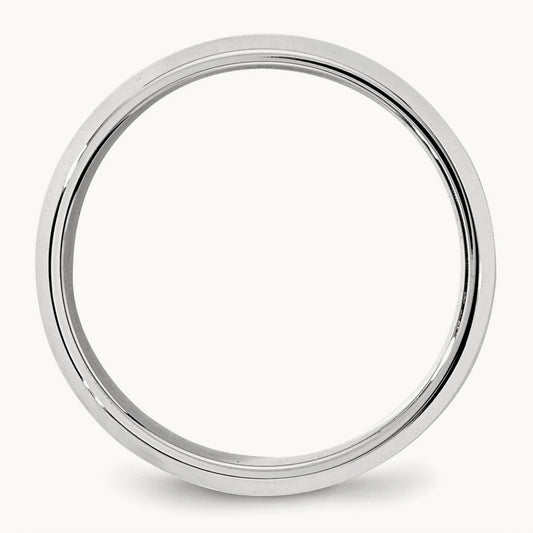 Bevel Edge Comfort Fit Band, 7mm, 10K White Gold