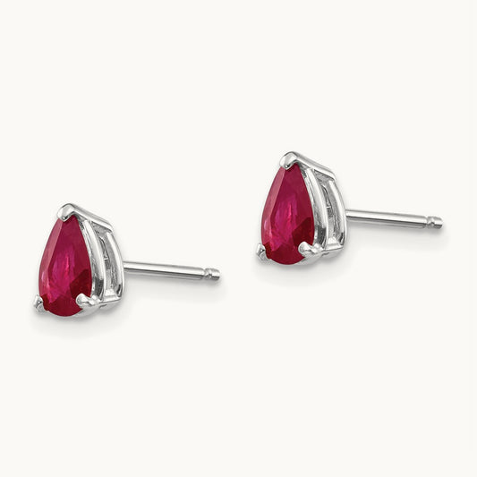Ruby Earrings, 14K White Gold