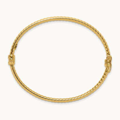 Polished and Textured Hinged Bangle Bracelet, 14K