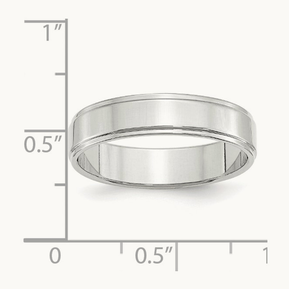 Flat with Step Edge Band, 5mm, 10K White Gold