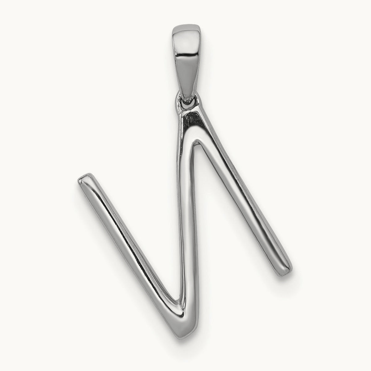 Diamond Letter N Initial Pendant, 14K White Gold