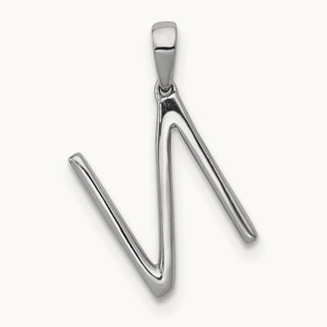 Diamond Letter N Initial Pendant, 14K White Gold