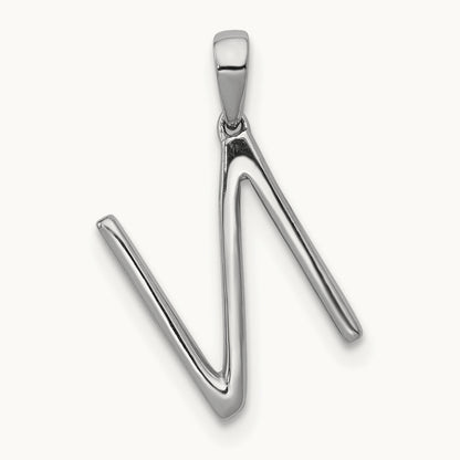 Diamond Letter N Initial Pendant, 14K White Gold