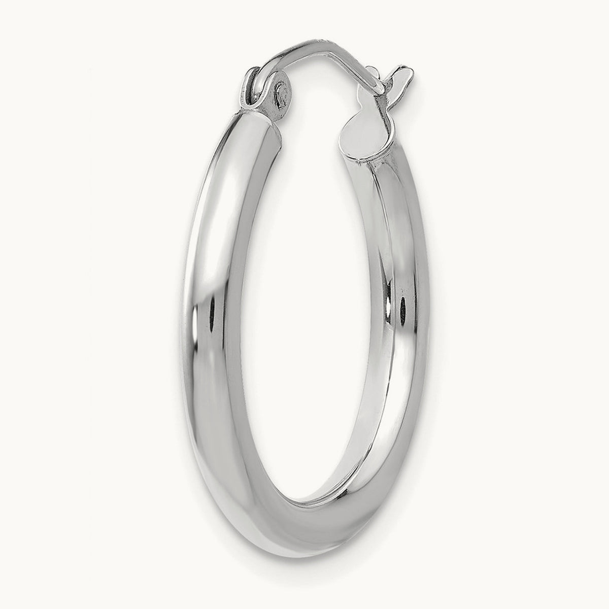 Single 14K White Gold Polished Lightweight Tube Hoop Earring, 2.5mm