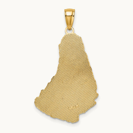 Textured BARBADOS Map Charm, 14K