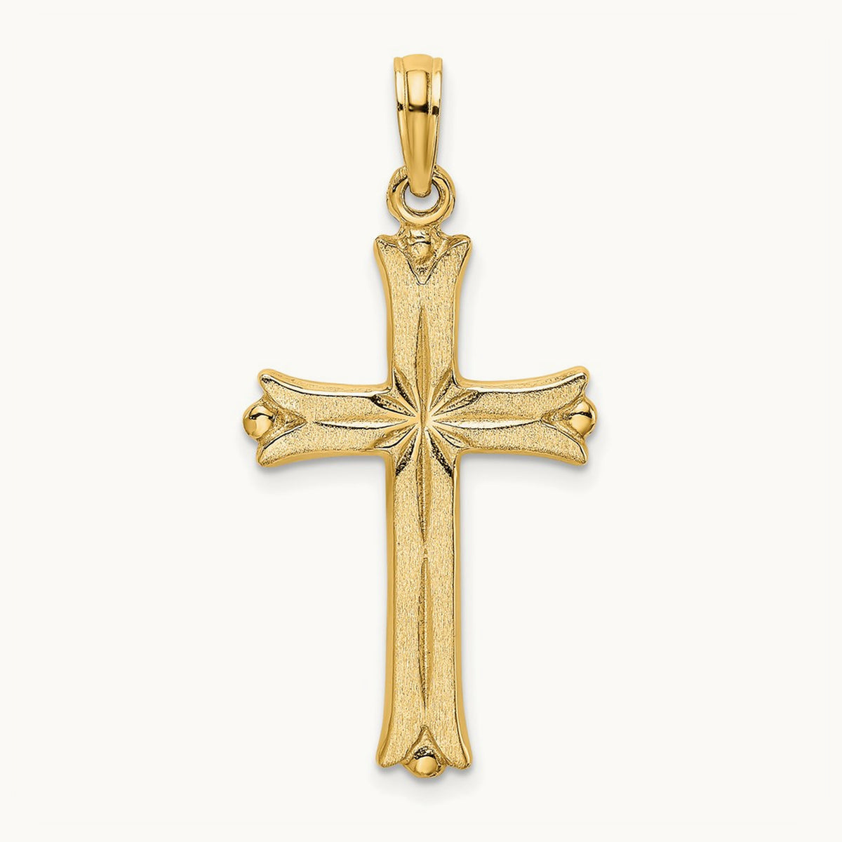 Cross W/Starburst Center Charm — 14K Yellow Gold