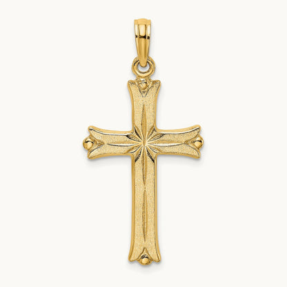 Cross W/Starburst Center Charm — 14K Yellow Gold
