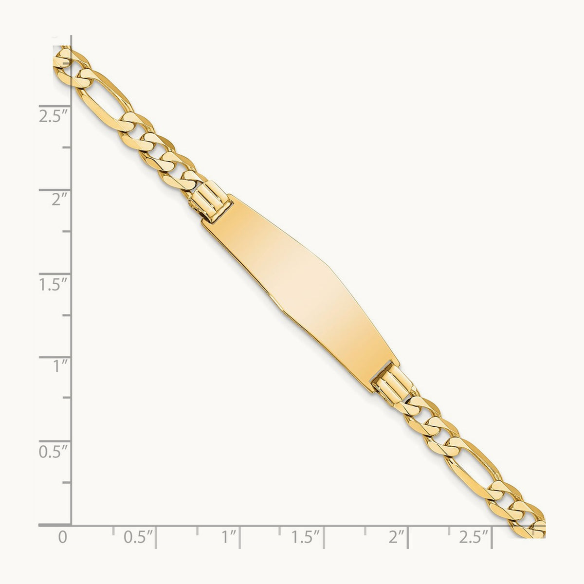 Flat Figaro Link Soft Diamond Shape ID Bracelet, 14K