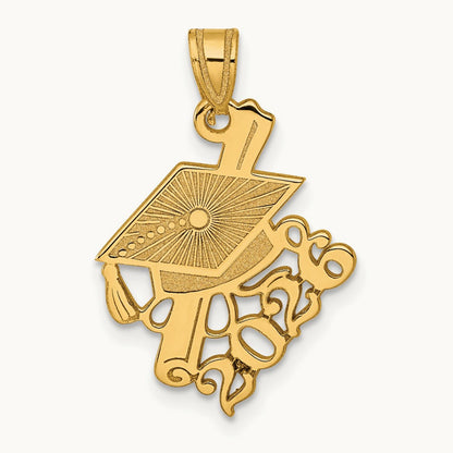 Graduation Cap and Slanted Diploma 2026 Charm, 14K