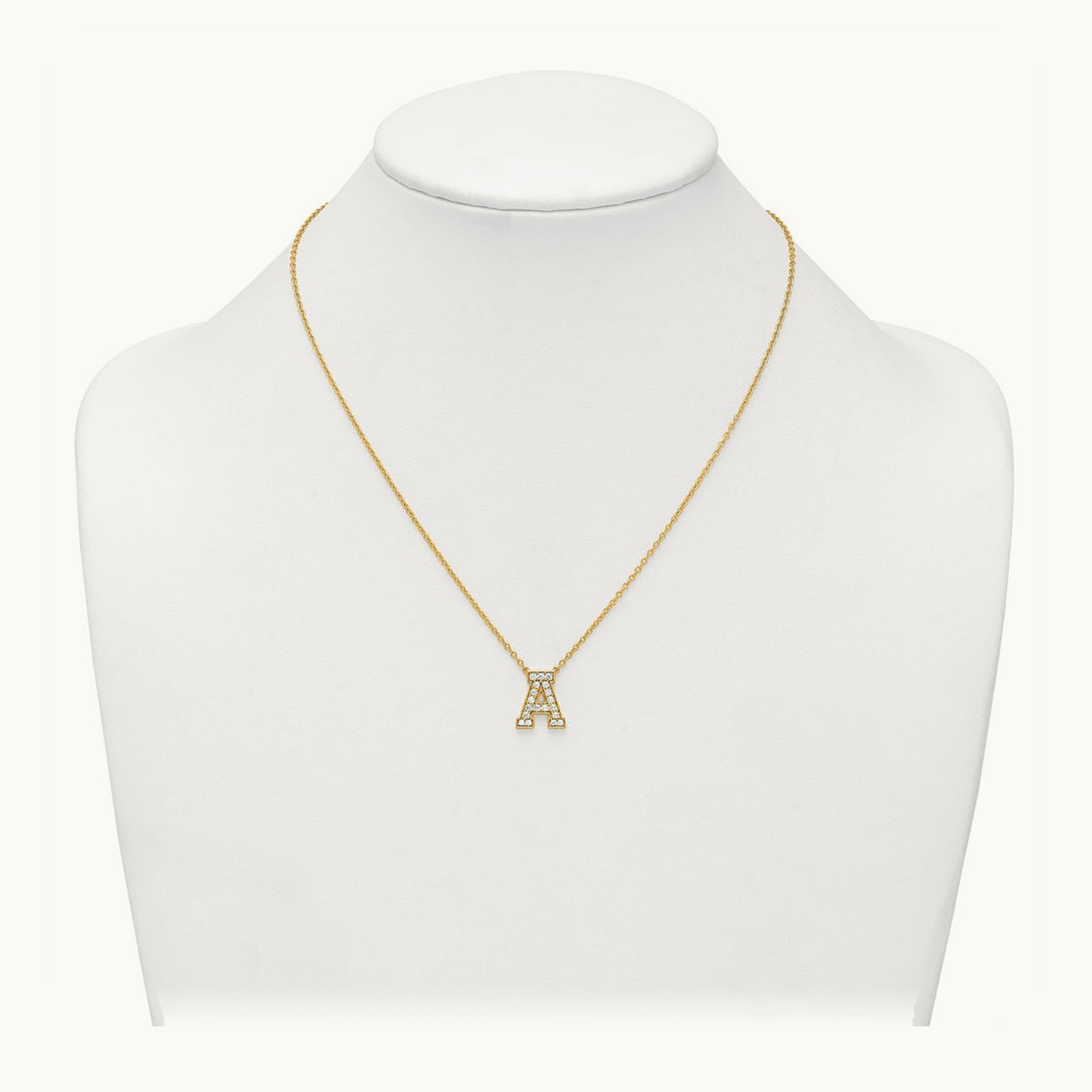 Initial Necklace — 14K Yellow Gold, A, 1/2 ct