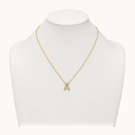 Initial Necklace — 14K Yellow Gold, A, 1/2 ct
