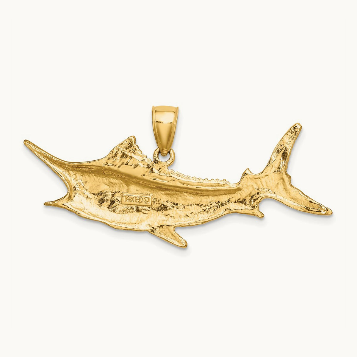 2-D Textured Marlin Fish Charm — 17.6mm