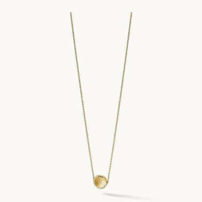 Brushed Polished & D/C Circle Necklace, 14K