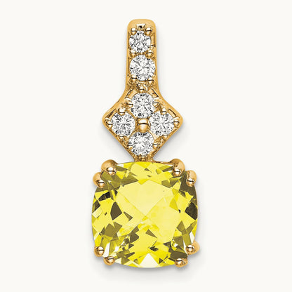 Created Yellow Sapphire Pendant, 0.20 ct tw Lab-Grown Diamond