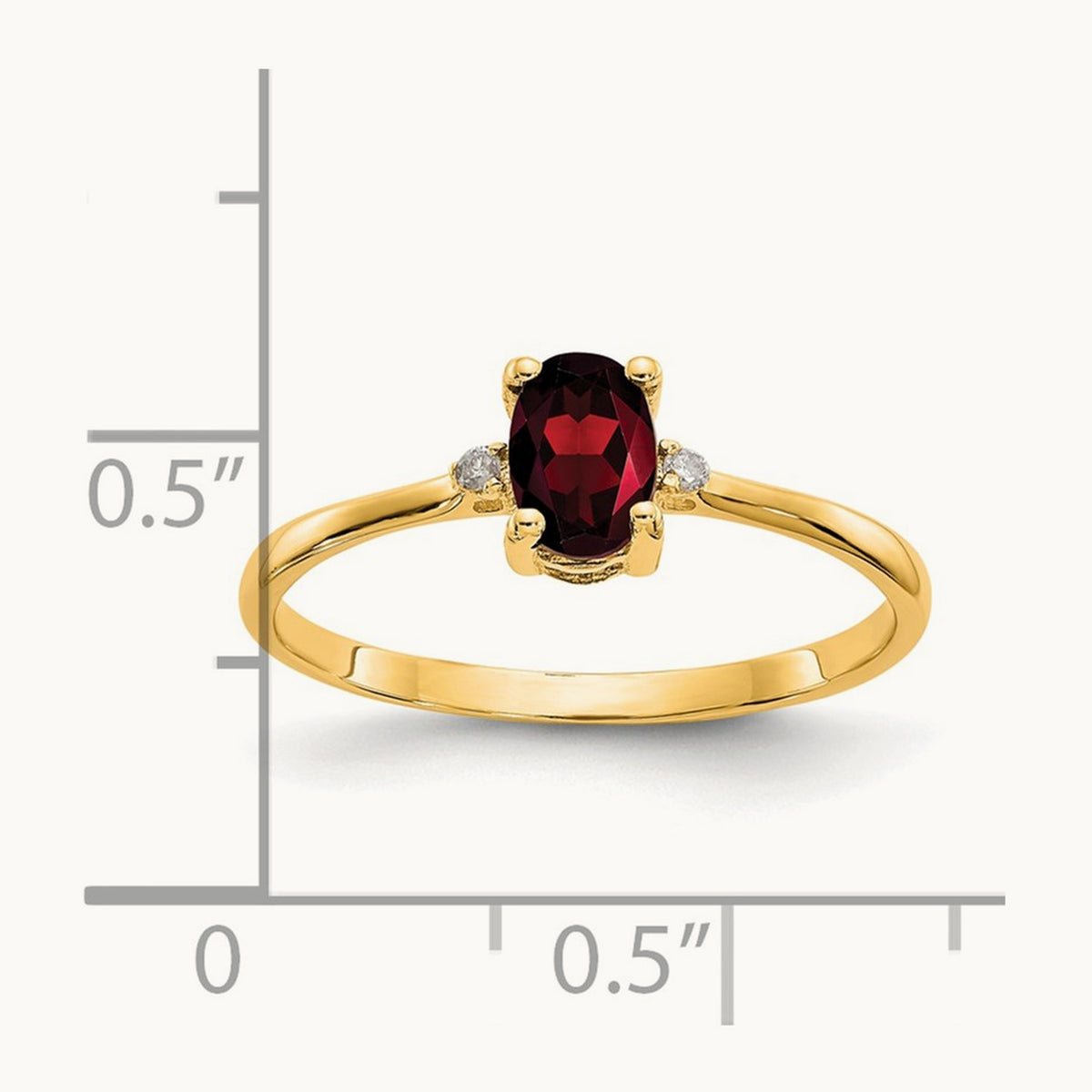 Diamond & Garnet Birthstone Ring — 14K Yellow Gold, 6