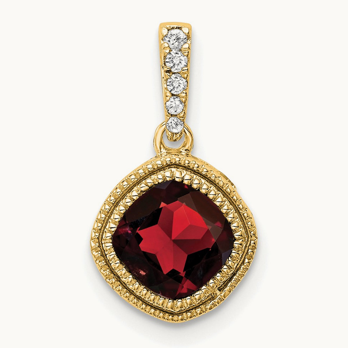 Cushion Garnet and Diamond Pendant — photo set
