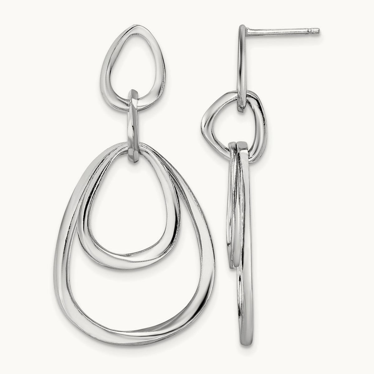 Rhodium-plated Polished Post Dangle Earrings, Sterling Silver — Leslie's