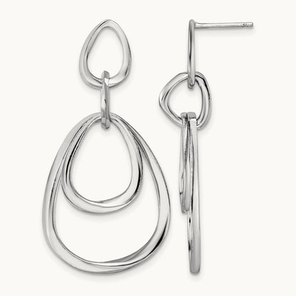 Rhodium-plated Polished Post Dangle Earrings, Sterling Silver — Leslie's