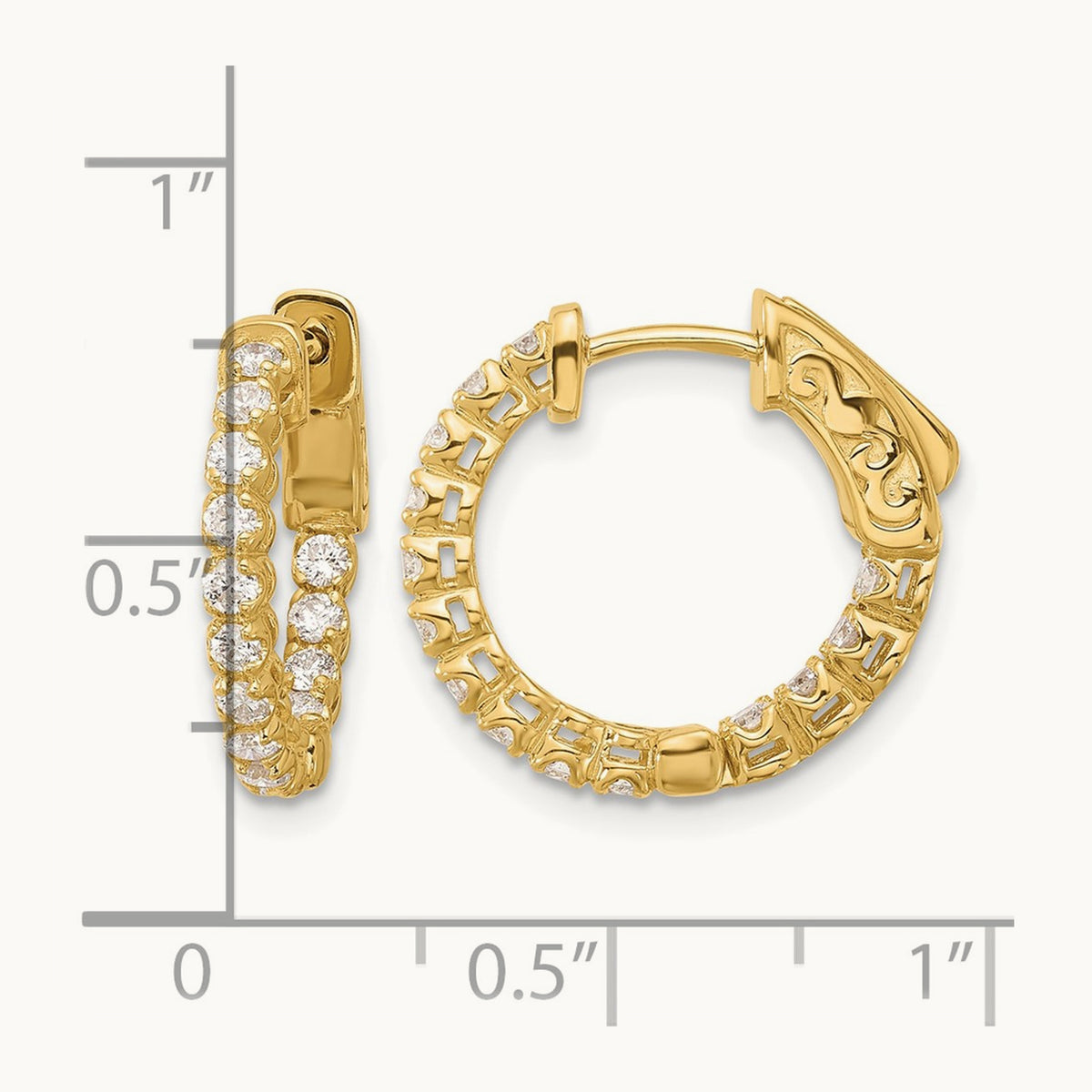 .56ct 28- In/Out Hoop w/ Safety Clasp Diamond Earrings, 1.75mm, 14K