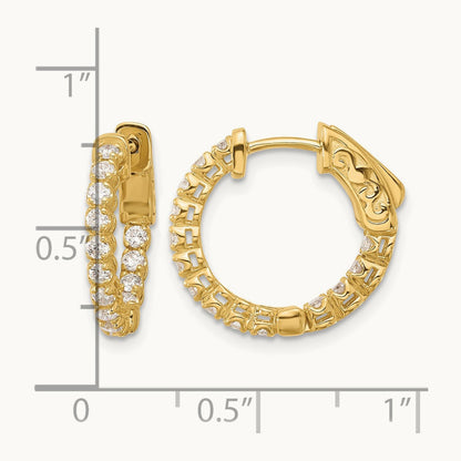 .56ct 28- In/Out Hoop w/ Safety Clasp Diamond Earrings, 1.75mm, 14K