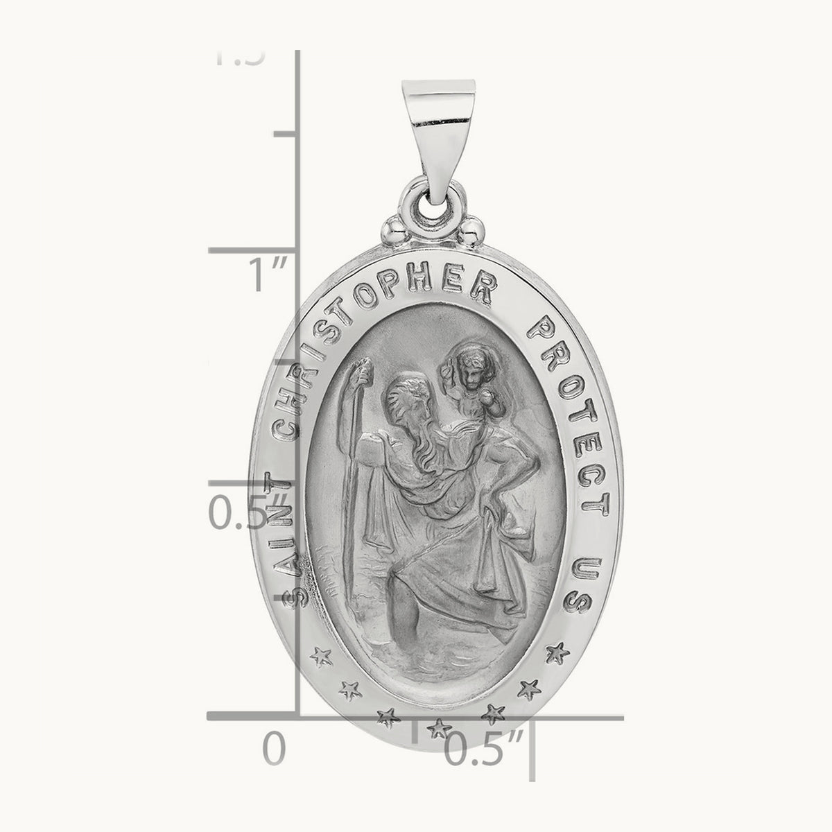 Polished/Satin St Christopher Medal Hollow Pendant — photo set
