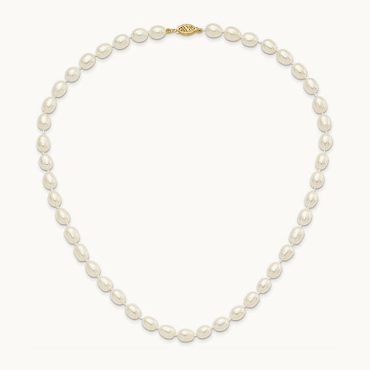 7- Rice FW Cultured Pearl 18 in. Necklace & Post Earring Set, 8mm, 14K