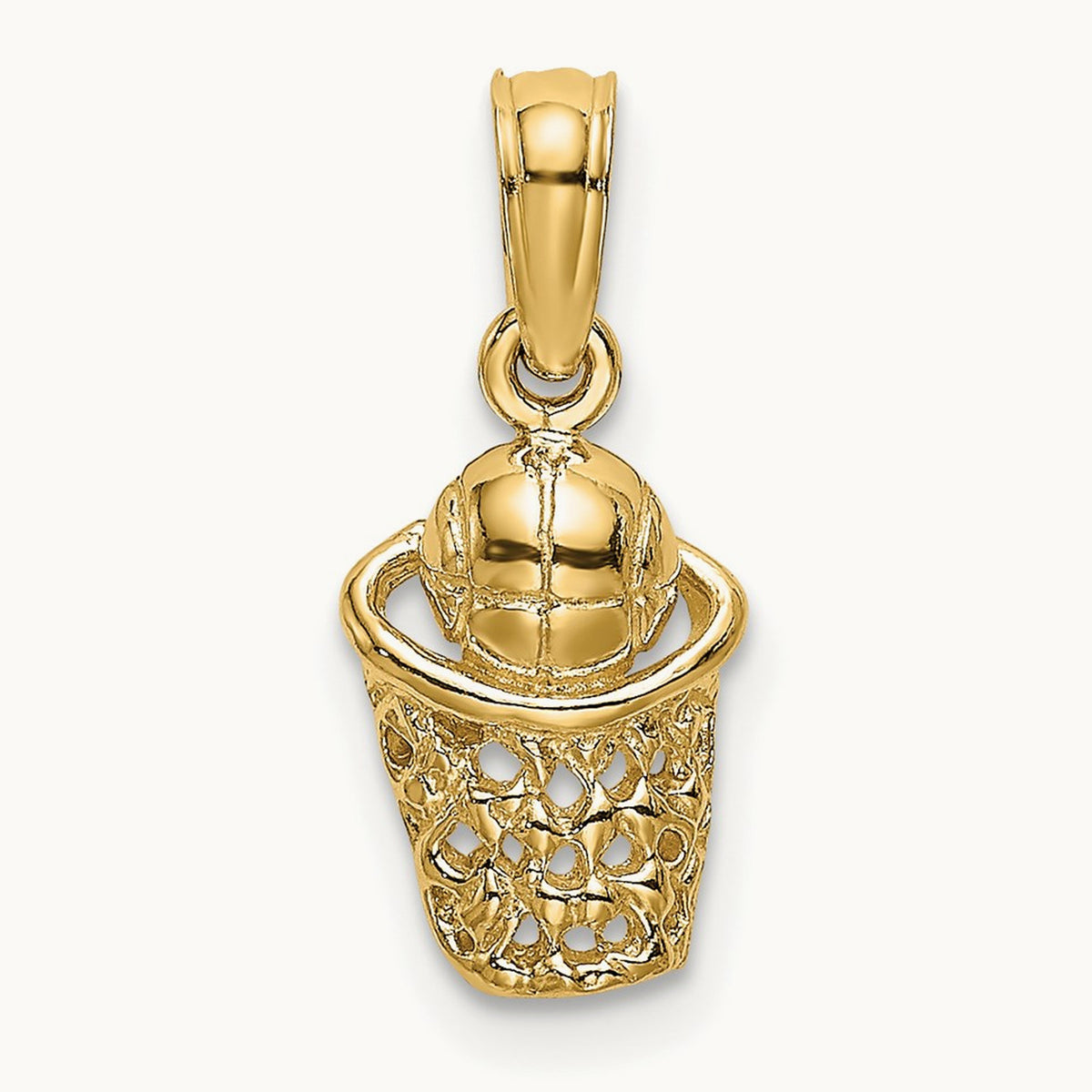 Basketball w/Net Charm, 14K