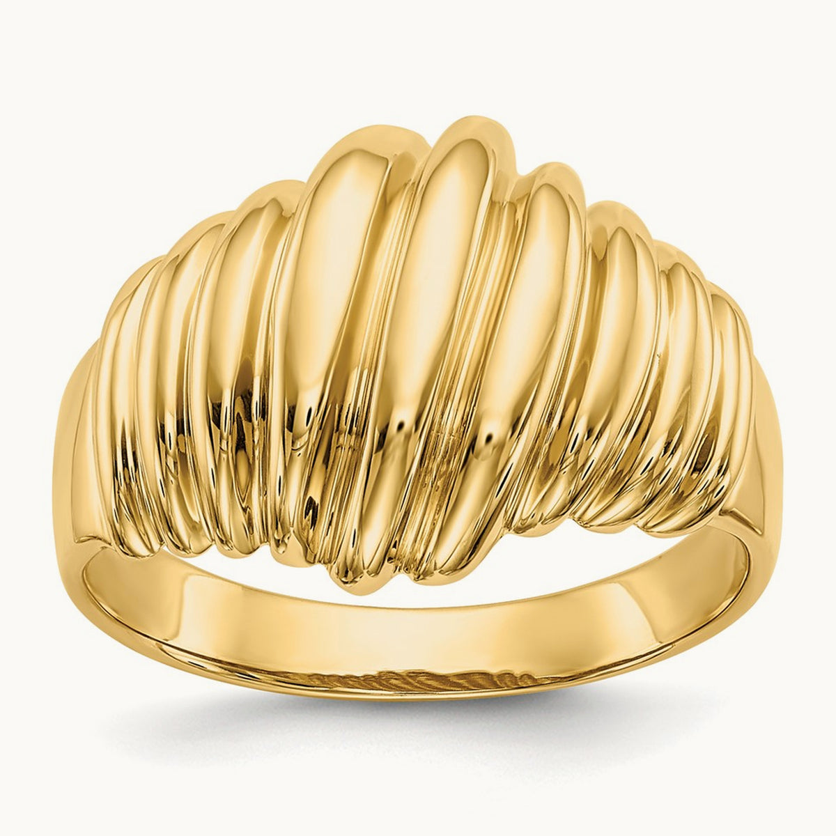 Polished Scalloped Dome Ring, 14K