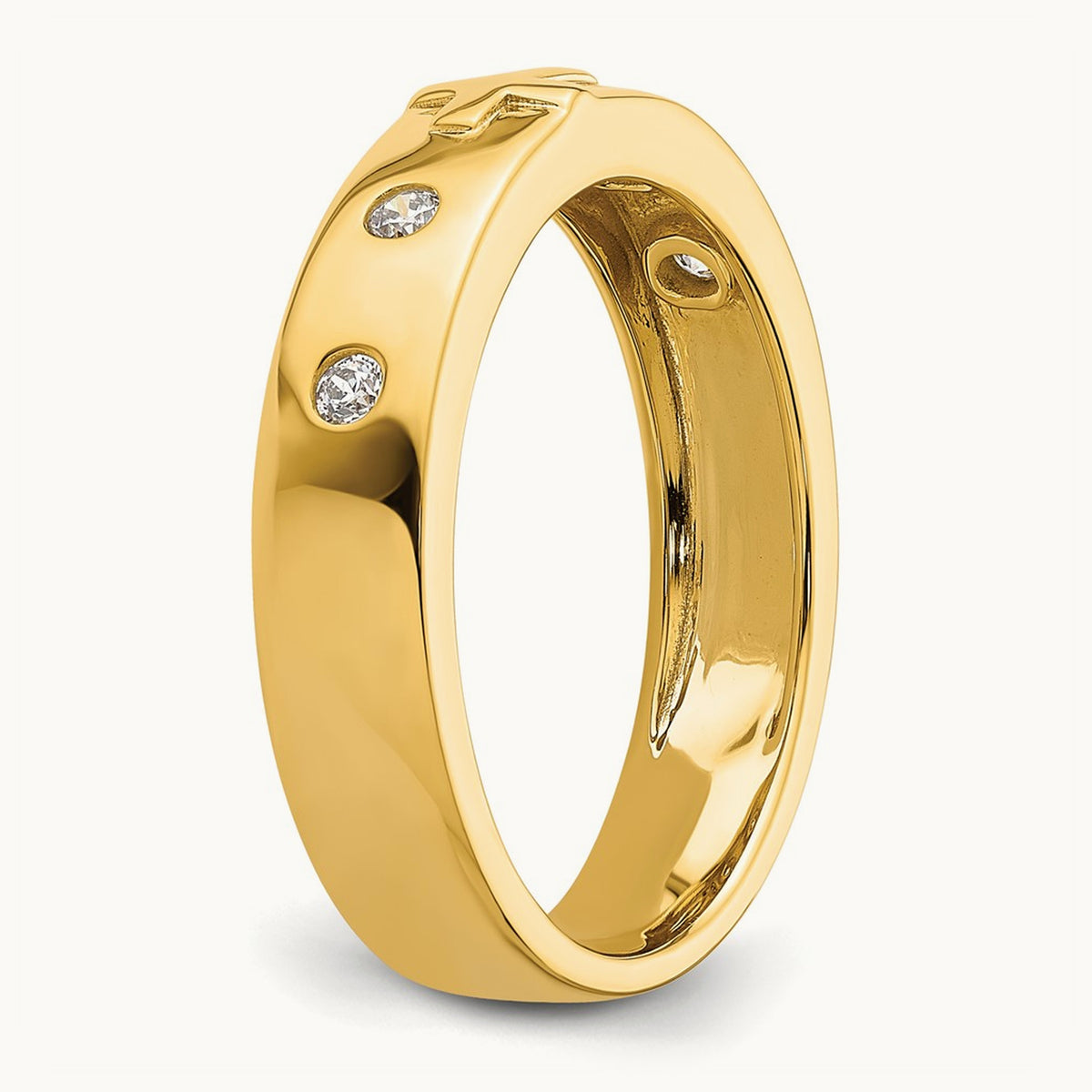 Cross Diamond Mens Complete Wedding Band, 14K