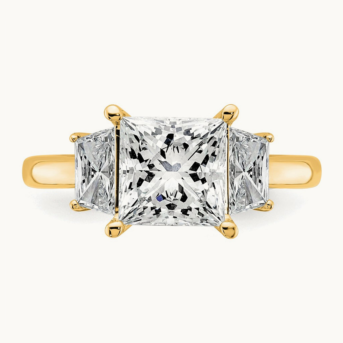 Princess & Trapezoid Engagement Ring, 1.25-4.00 ct tw Lab-Grown Diamond — 3 1/3 ct, 14K Yellow Gold