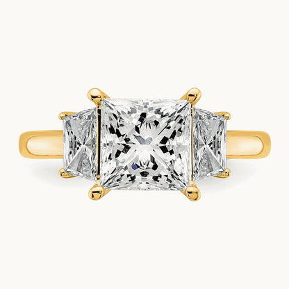 Princess & Trapezoid Engagement Ring, 1.25-4.00 ct tw Lab-Grown Diamond — 3 1/3 ct, 14K Yellow Gold